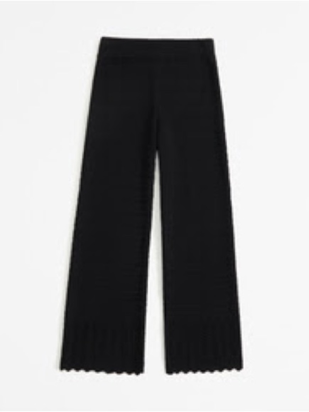 Abercrombie & Fitch Black Wide-Leg Scallop-Hem Pants